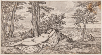 Titian etching from 1682 Sleeping Venus